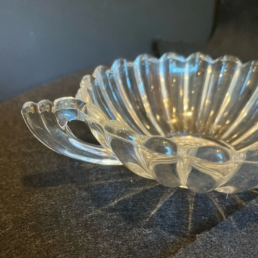 Vintage Manganese UV Reactive Glass Single Handle Bowl Dish